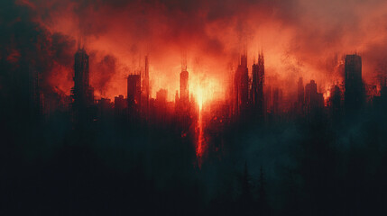 Abstract creative glitch background symbolizing chaos, distortion, and digital disruption with vibrant colors blending into a fragmented design representing the clash of order and randomness in the vi