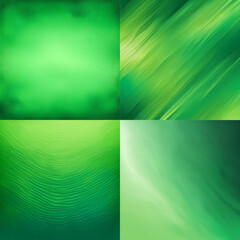 Obraz premium A set of four vibrant green abstract backgrounds with unique textures and patterns, perfect for design projects, digital art, presentations, or as versatile wallpapers.