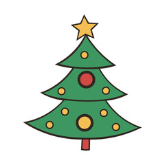 Decorated Christmas tree vector illustration isolated on white background. Christmas tree vector.