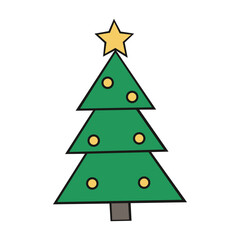 Decorated Christmas tree vector illustration isolated on white background. Christmas tree vector.