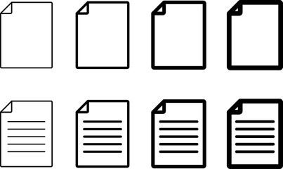 page icon set. Contains such icons as Document. Paper documents sign 