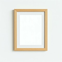 A blank portrait-oriented frame mounted on a white wall.
