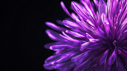 Vibrant purple flower with intricate petal details against a dark background