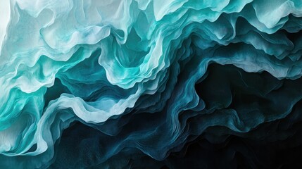 Obraz premium Soft, wavy data pulse in shades of teal and blue, gently flowing over a gradient black surface