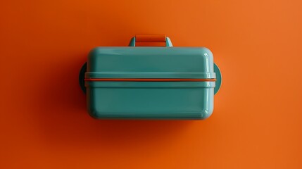 Lunch box on orange background