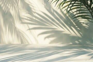Obraz premium Tropical palm leaf shadows on light background for summer mock up.