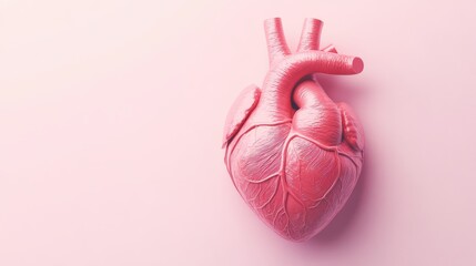 Digital Illustration of Human Heart with Veins and Arteries