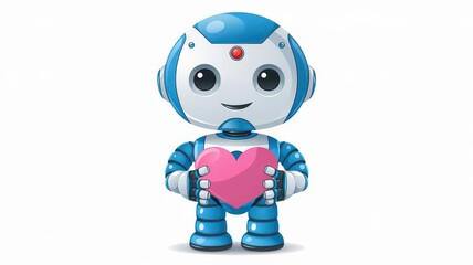 Baby Robot 3D Render with Isolated Background in Blue Color Technology Humanoid Robot Future toy  Background. Blue Robot 3d isolated background humanoid Futuristic Technology 