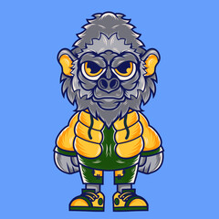 Mascot character design cartoon of gorilla