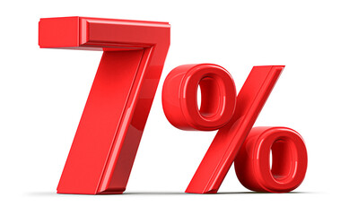 7 Percent Off Discount Red Number 3D Redner