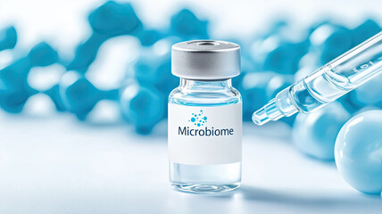 clean lab environment with vial and pipette, showcasing microbiome research