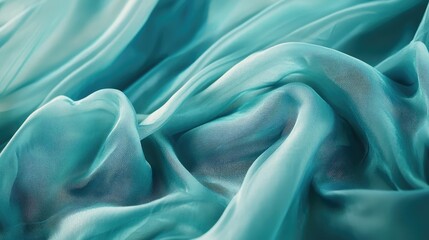 Obraz premium Soft and Flowing Turquoise Fabric with Delicate Texture, Capturing the Elegance of Lightweight Material in Vibrant Color and Artful Composition