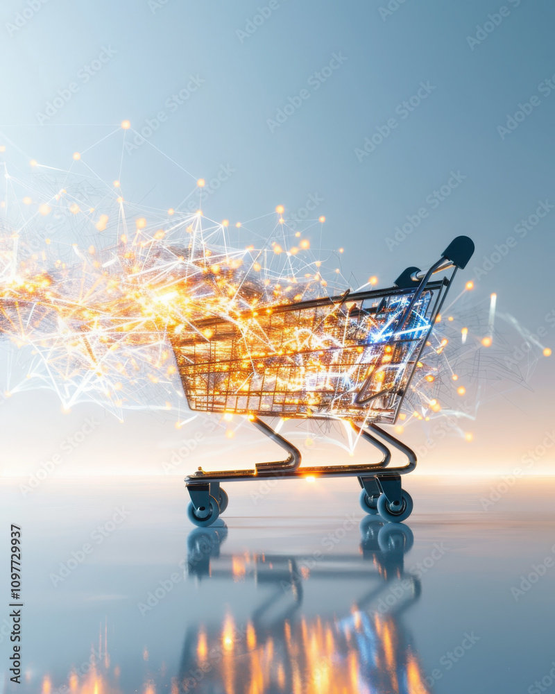 Poster data streams converging into a shopping cart illustrating the impact of zeroparty data on personaliz