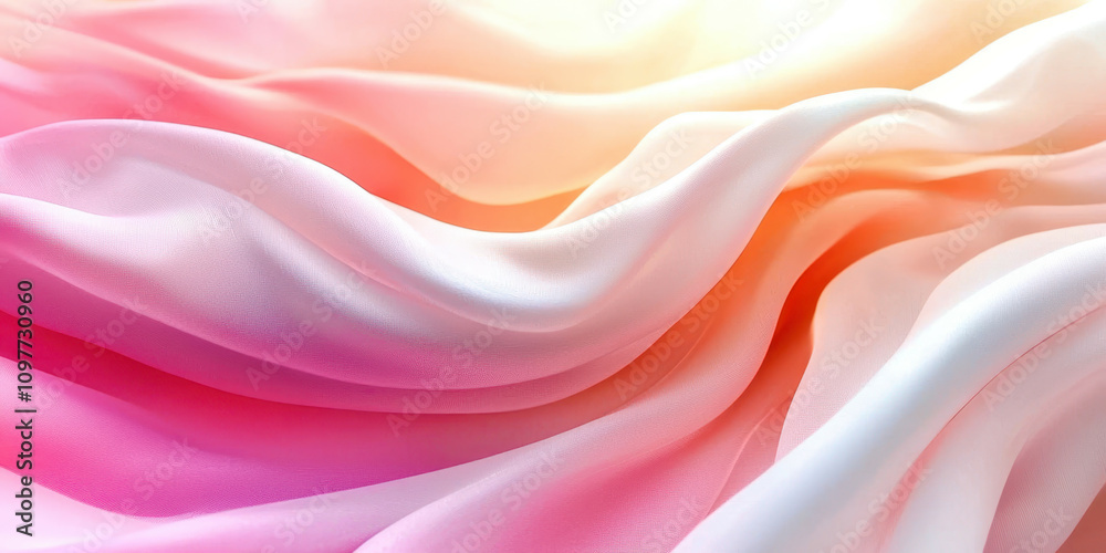 Poster a pink and white fabric with a wave pattern