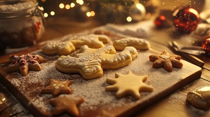 making christmas cookies- raw dough and mold
