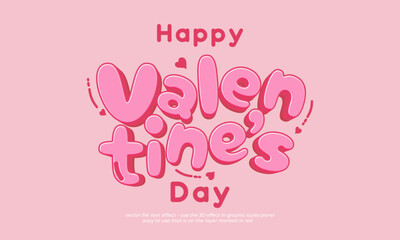 happy valentine 3d text children cartoon effect design