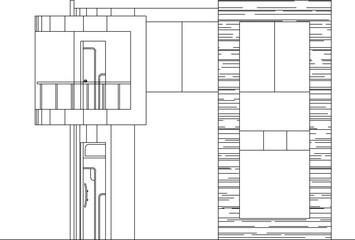vector sketch illustration of the silhouette of a modern residential architectural engineering design