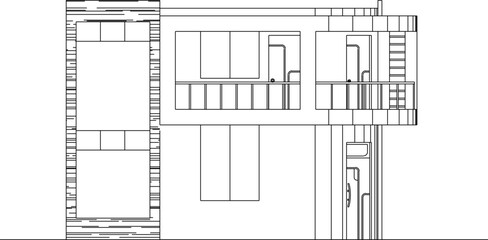 vector sketch illustration of the silhouette of a modern residential architectural engineering design