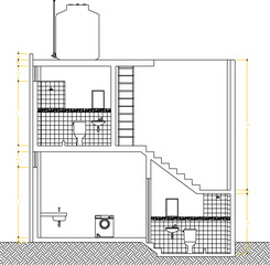 vector sketch illustration of the silhouette of a modern residential architectural engineering design