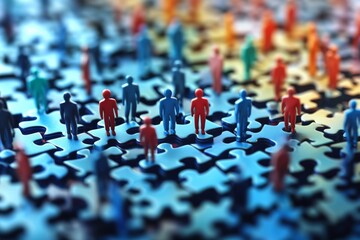 Obraz premium Addressing the Challenge of Missing Employees and Worker Shortages in Job Market - Puzzle Pieces Symbolizing Workforce Gaps.