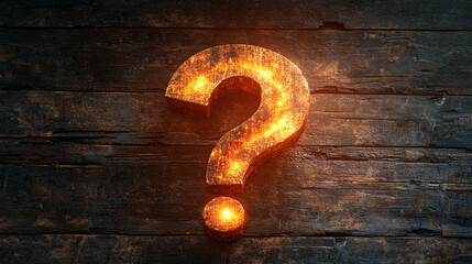 glowing question mark in a dimly lit abstract background symbolizing uncertainty, curiosity, and the search for answers in a world full of mysteries and possibilities