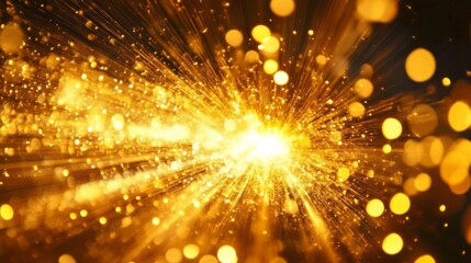 Abstract Photo of a Vibrant Burst of Golden Sparks in Motion