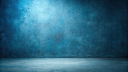 Dark and Soft Blue Abstract Cement Wall with Studio Room Gradient Background for Modern Interior Design Inspiration and Contemporary Art Aesthetics