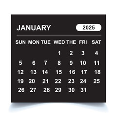 January desk calendar for 2025 year  background, Position with copy space. Vector illustration. EPS 10