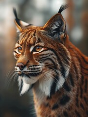 Fototapeta premium Close up of Iberian Lynx in the Wild, Lynx pardinus, Endangered Predator