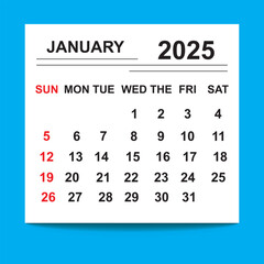 January desk calendar for 2025 year  background, Position with copy space. Vector illustration. EPS 10