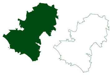 Obraz premium Zihuatanejo de Azueta municipality (Free and Sovereign State of Guerrero, Mexico, United Mexican States) map vector illustration, scribble sketch map