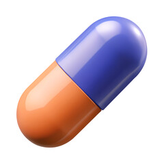 pill 3d icon in cartoon plastic style minimal isolated on transparent white background, clipping path