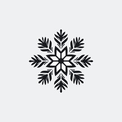 Minimalist Snowflake Symbol in Black – Isolated Vector
