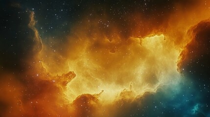 Fototapeta premium A highly detailed nebula, captured by a futuristic space telescope, with swirling clouds of gas and vivid colors, stars forming, and the structure of the galaxy visible in the background. 