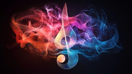 Fototapeta premium Abstract Holographic Music Note Background Ethereal 3D Design