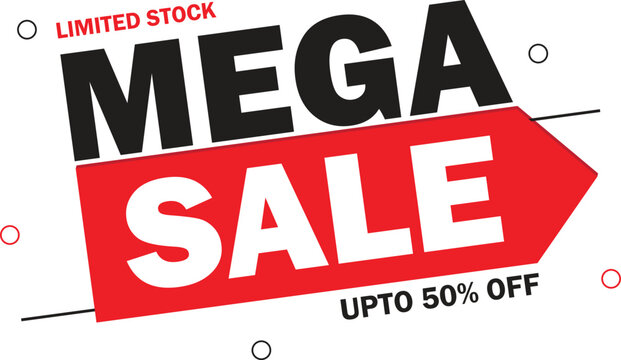 Mega sale offer banner promotion template with text effect offer banner. Sale banner promotion template with discount tag