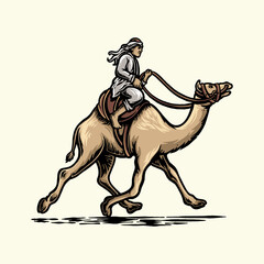 Arabian riding camel vector drawing
