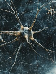 Fototapeta premium Human brain, neuron network development concept - very detailed hi-tech texture or background, medical 3D illustration