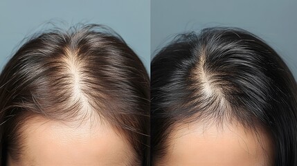 Hair loss before and after treatment showing regrowth.