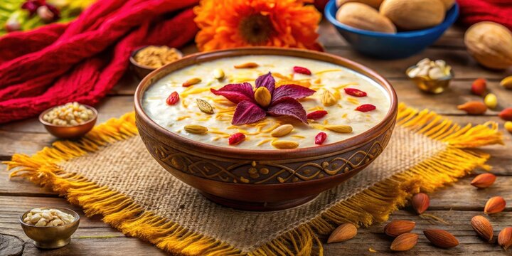 Authentic Rice Kheer Payesh - Traditional Indian Sweet Dessert for Festivals like Diwali, Holi, and Onam Celebrations