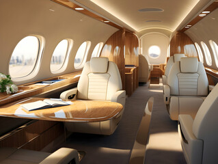 Fototapeta premium Private Jet photo, luxury private jet on sky, private jet interior and exterior view, fly on a private jet plane, business trip on luxury private jet, take off of a private jet