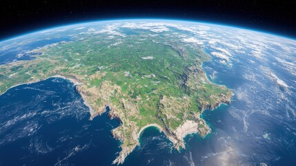 Fototapeta premium Stunning Aerial Coastal View Peninsula Island Ocean Mountain Landscape Earth