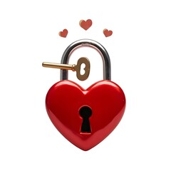 A tiny hand-drawn heart-shaped padlock with a key inserted into its keyhole.
