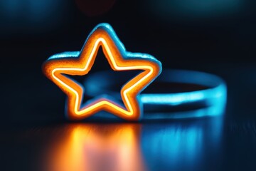 Obraz premium 夜の光によって輝く星型の装飾品についての詳細な説明