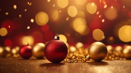 Festive Red And Gold Christmas Ornaments Glitter