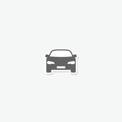 Car simple icon sticker isolated on gray background