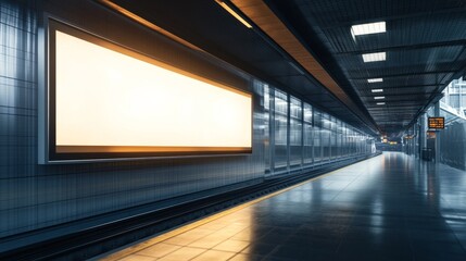 A digital train station billboard mockup with a transparent screen, showcasing its potential for advertisements