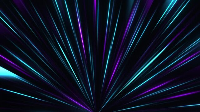 Purple blue laser light show abstract animation, black light ray motion background