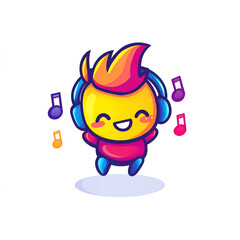 Fototapeta premium Vibrant mascot celebrating music digital design colorful environment playful viewpoint creative concept for streaming app