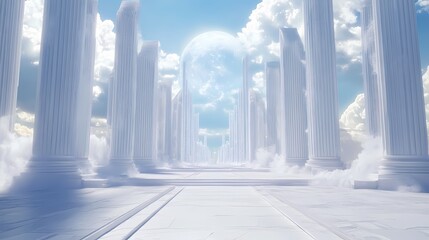 Digital technology White Magic Color Heavenly Kingdom Church palace building illustration poster background